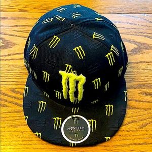 Monster Energy Logos Flatbill Hat 7 1/2